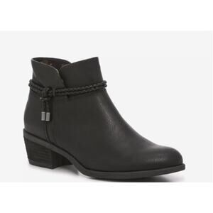 b.o.c. Lindsay Stacked Heel Bootie with Braided‎ Strap Detail Women's Size 6.5